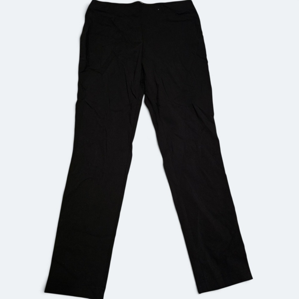 Calvin Klein Womens Size 10 Black Straight Leg Pull On Elastic Waist Dress Pants